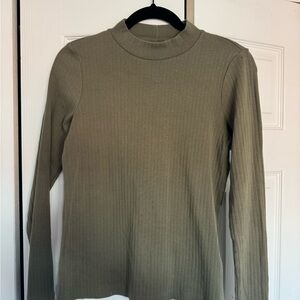 Uniqlo Khaki Ribbed Knit Sweater